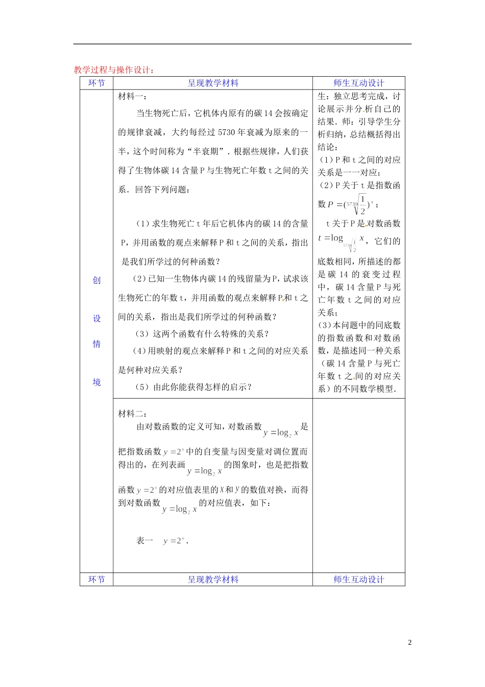 高中数学 第二章《对数函数》教案3 新人教A版必修1_第2页