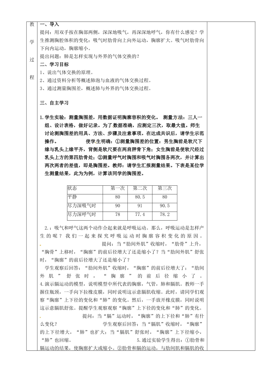湖南省茶陵县世纪星实验学校七年级生物《第三章第二节发生在肺内的气体交换》教案 人教新课标版_第2页