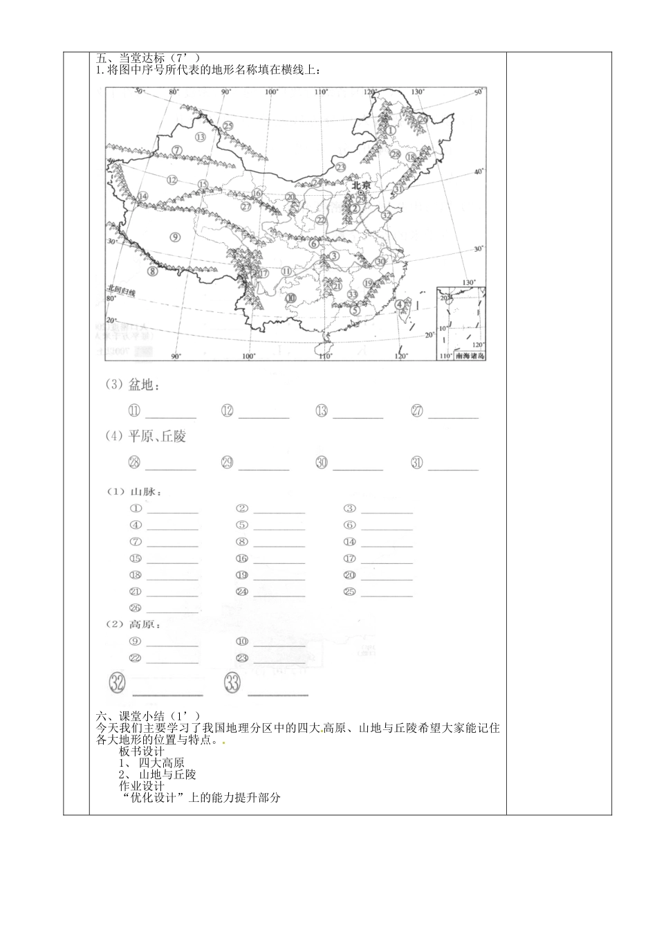 湖南省茶陵县2012年秋八年级地理上册《中国的地形》（第二课时）教案 湘教版_第2页