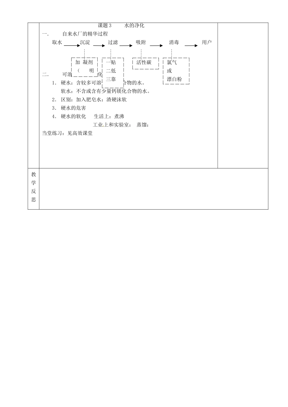 湖南省茶陵县2012年秋九年级化学上册 第四单元 课题2《水的净化》教案 新人教版_第3页