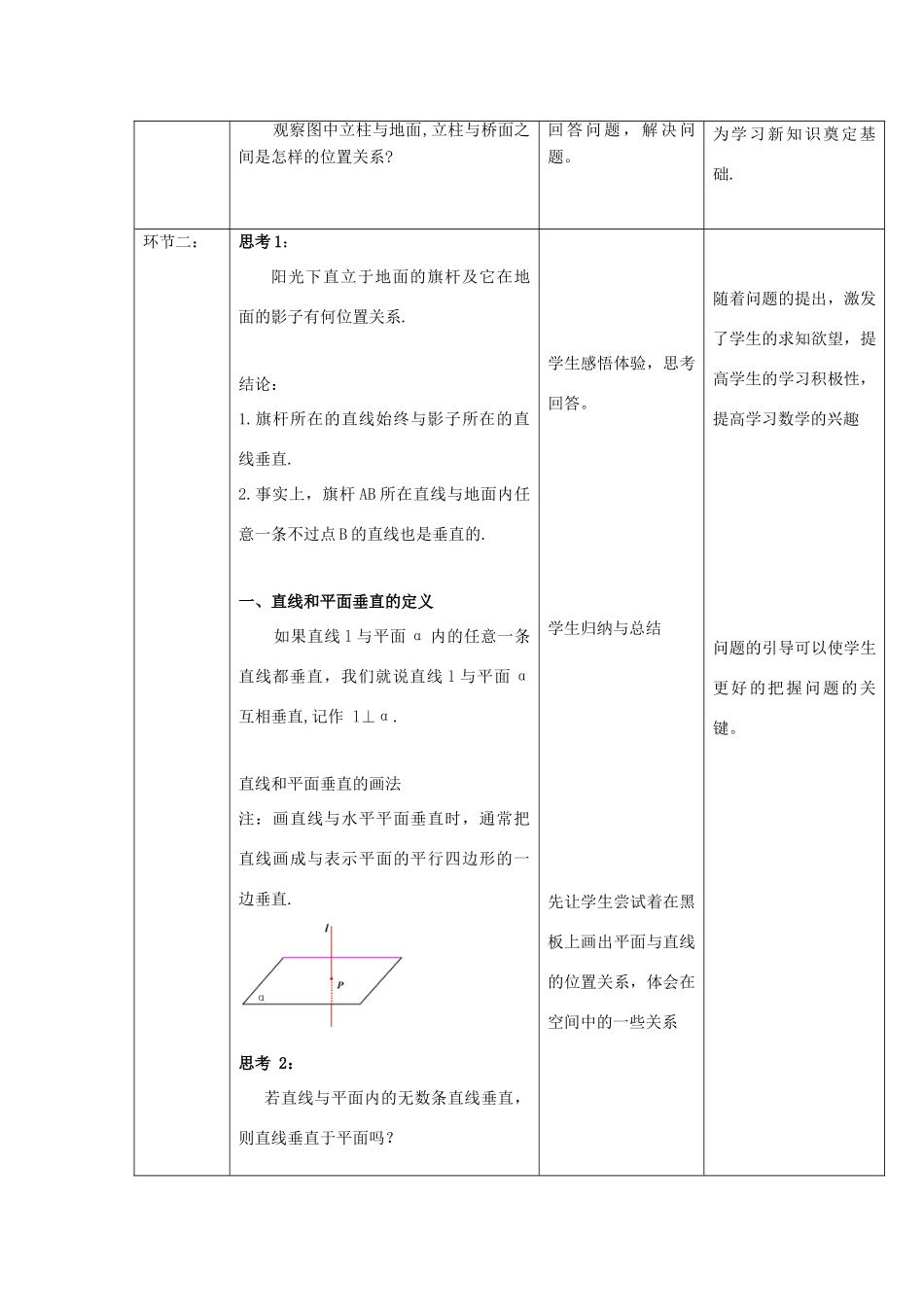 高中数学 第二章 点、直线、平面之间的位置关系 2.3 直线、平面垂直的判定及其性质 2.3.1 直线与平面垂直的判定教案 新人教A版必修2-新人教A版高一必修2数学教案_第2页