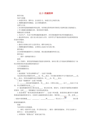 湖南省益阳市六中八年级物理下册 12.3 机械效率教案 （新版）新人教版