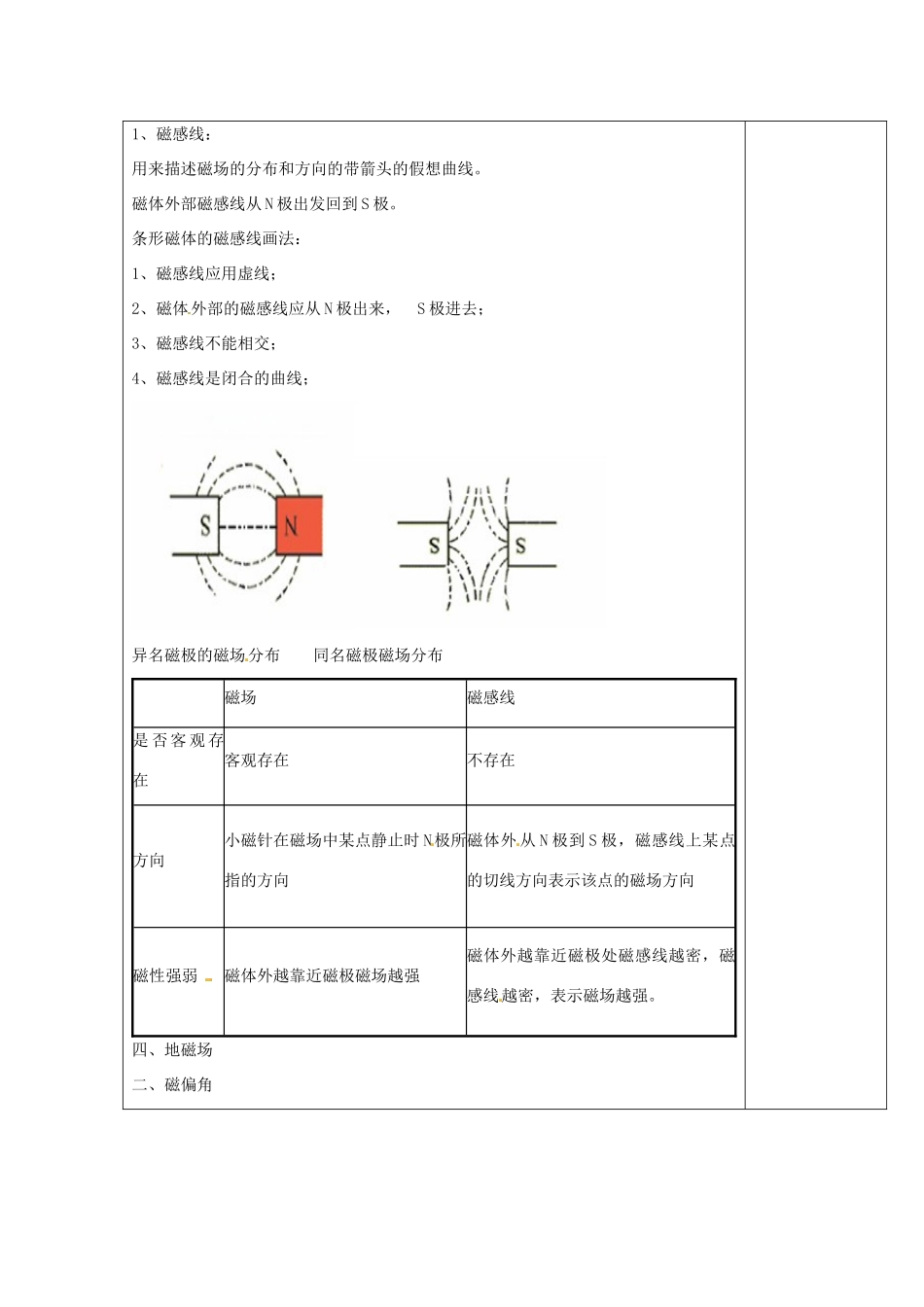 湖南省浏阳市赤马初级中学八年级物理下册《磁场与磁感线地磁场》教案 新人教版_第2页