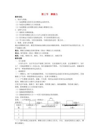 湖南省株洲县禄口镇中学八年级物理下册 8.3《摩擦力》教案 （新版）新人教版
