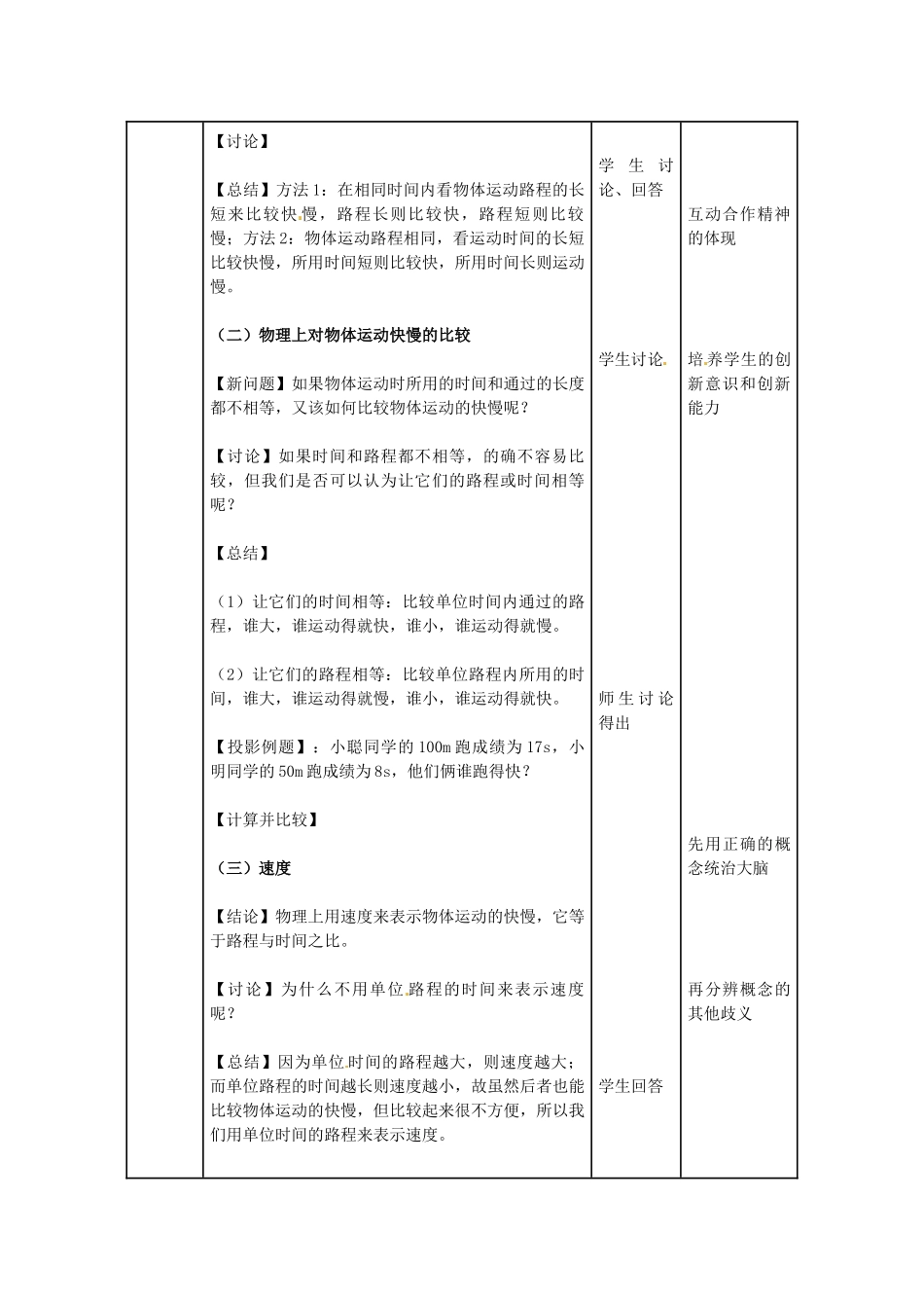 湖南省怀化市通道侗族自治县第一中学八年级物理上册 第1章 第3节 运动的快慢教案 （新版）新人教版_第2页