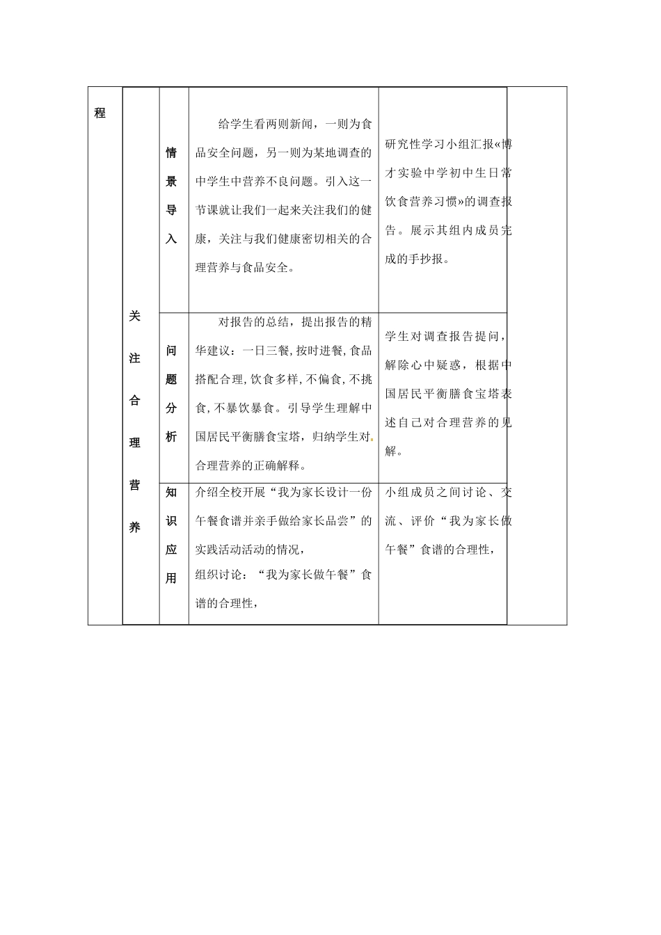 湖南省师大附中博才实验中学2012-2013学年七年级下学期生物《关注合理营养与食品安全》教案 新人教版_第3页
