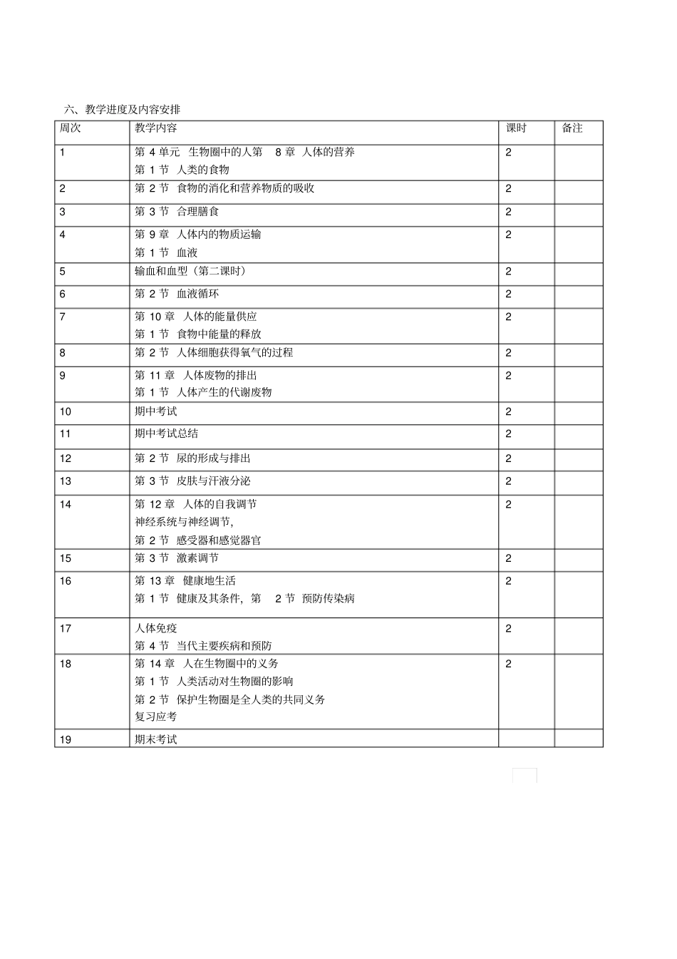 2012014学年第二学期七年级生物教学计划_第3页