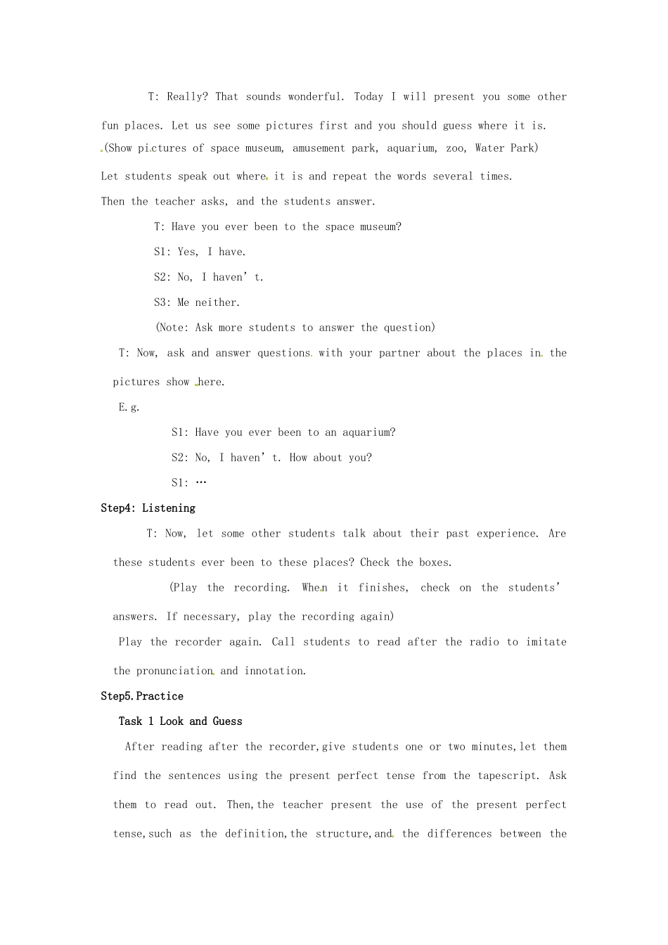 江西省宁冈中学八年级英语下册《Unit 9 Have you ever been to an amusement park？》教案 人教新目标版_第2页