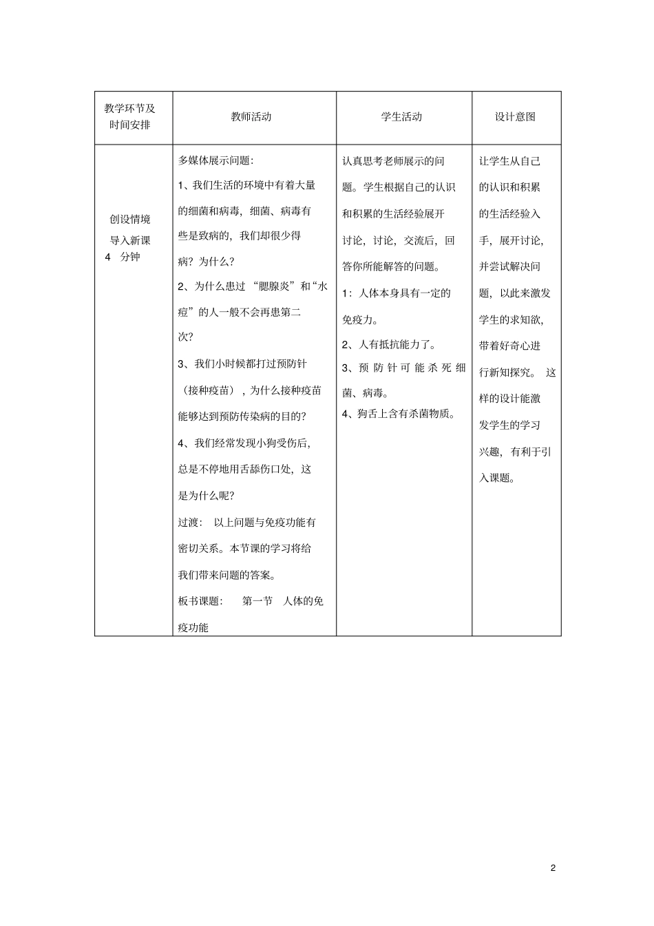 2012015学年七年级生物下册1人体的免疫_第2页