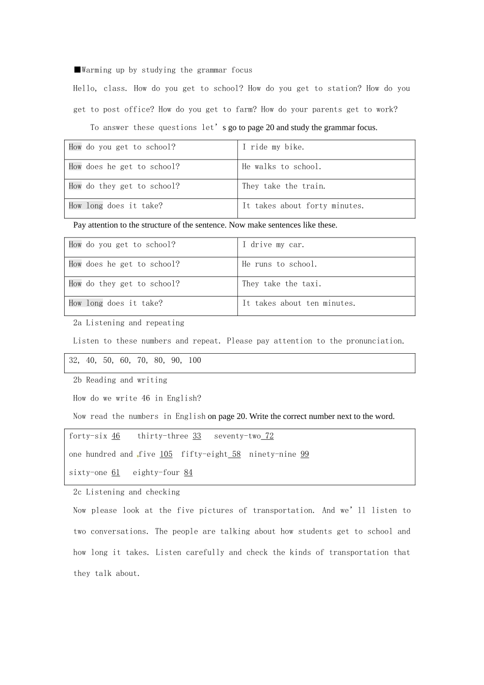 江西省吉安县凤凰中学八年级英语上册《Unit 4 How do you get to school》Teaching plan 人教新目标版_第3页