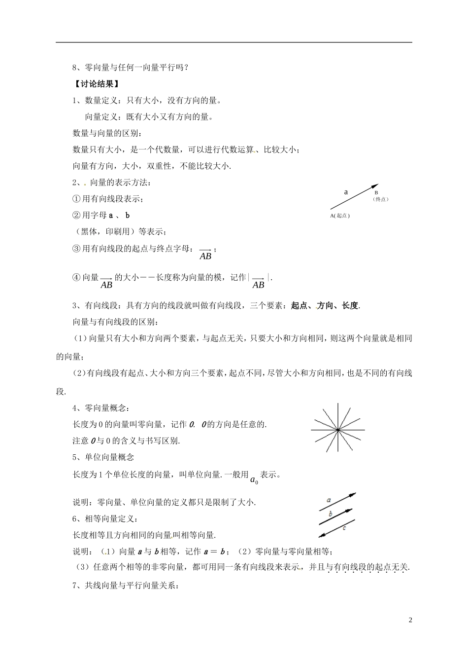 高中数学 第二章 平面向量 2.1.1 向量的概念教案 新人教B版必修4-新人教B版高一必修4数学教案_第2页