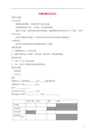 高中数学 第二章 平面向量 2.1 平面向量的实际背景及基本概念教案 新人教A版必修4-新人教A版高一必修4数学教案