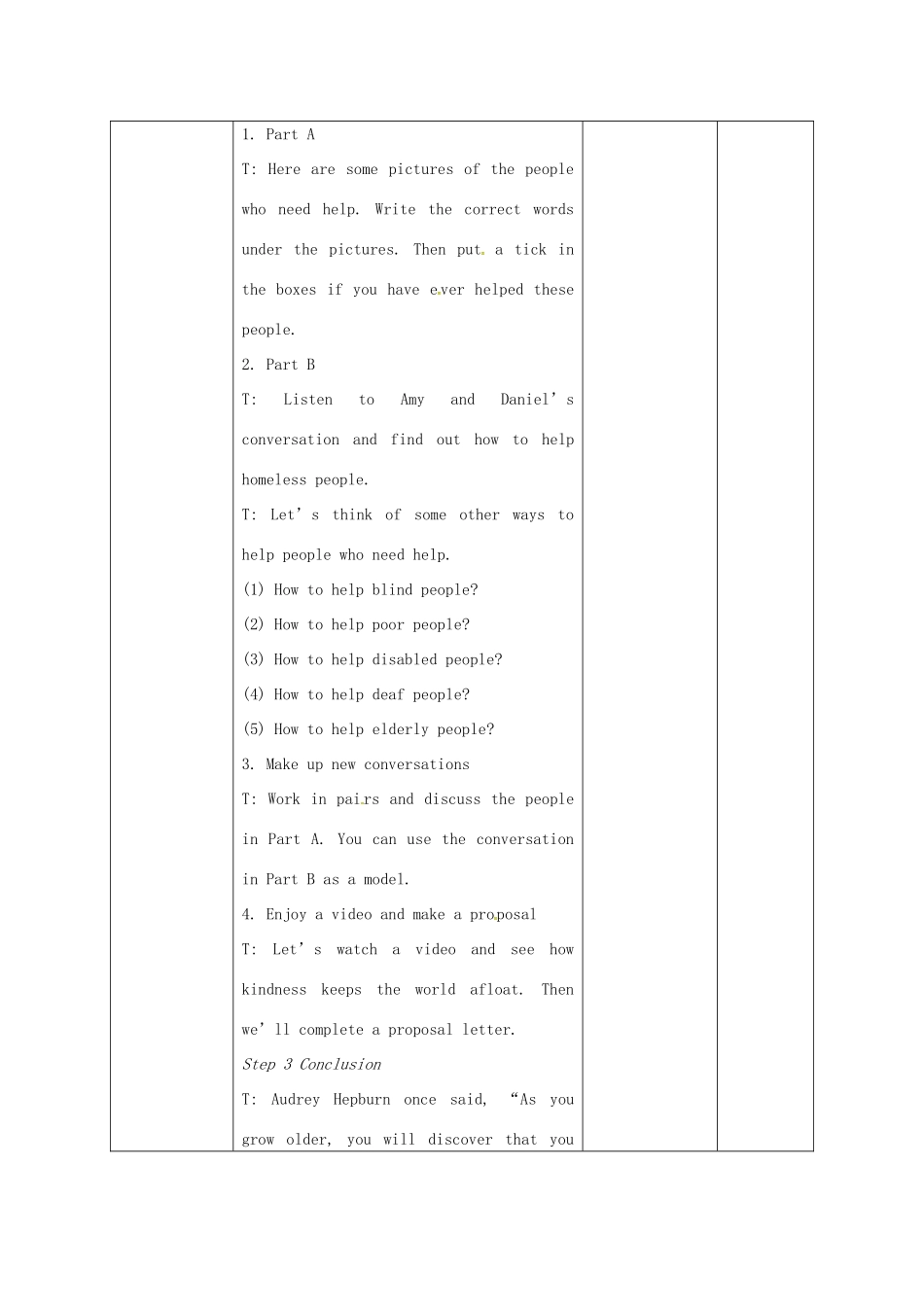 江苏省高邮市车逻镇八年级英语下册 Unit 6 Sunshine for all教案 （新版）牛津版-（新版）牛津版初中八年级下册英语教案_第3页