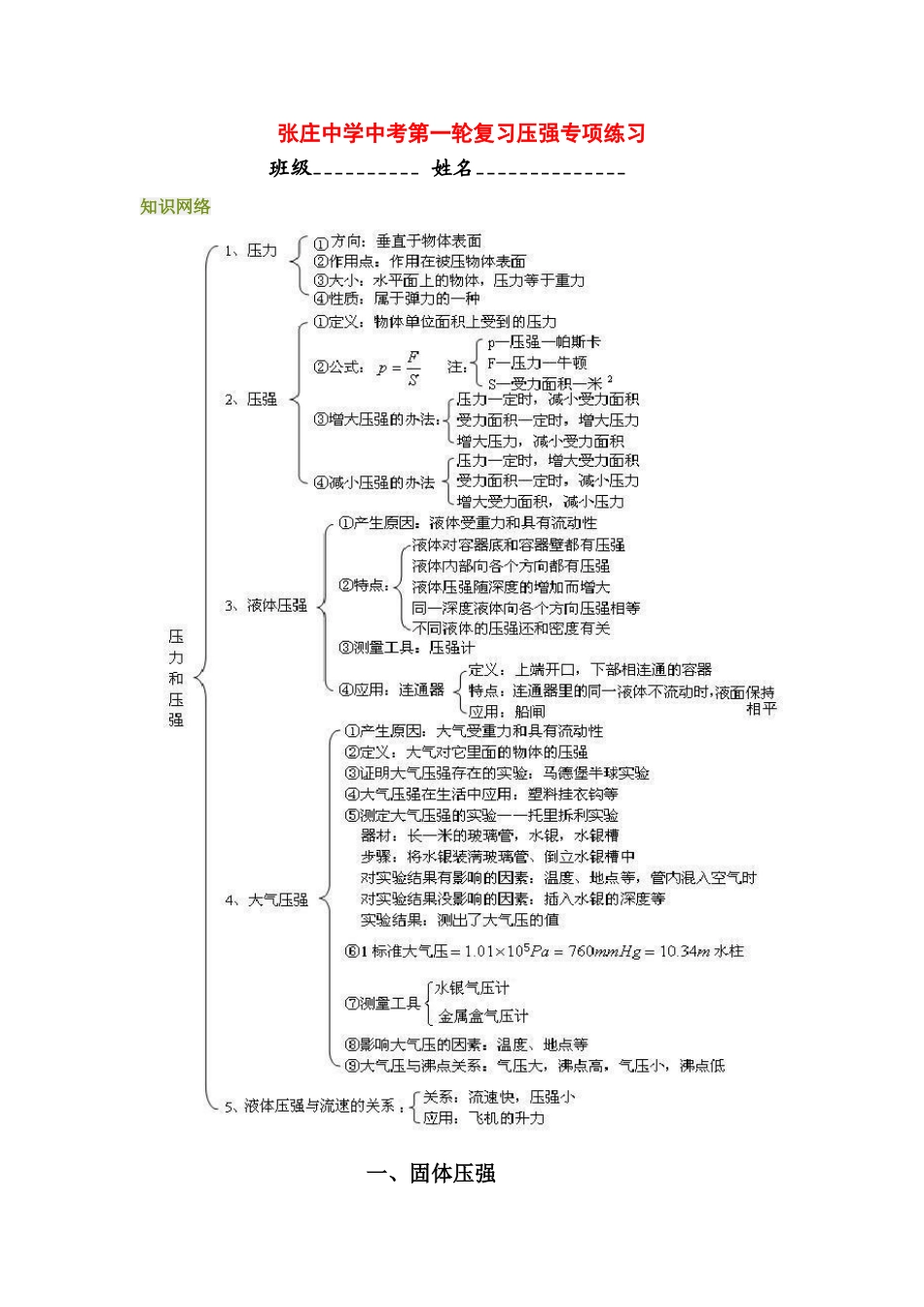 江苏阜宁压强、浮力复习讲学稿 人教新课标版_第1页