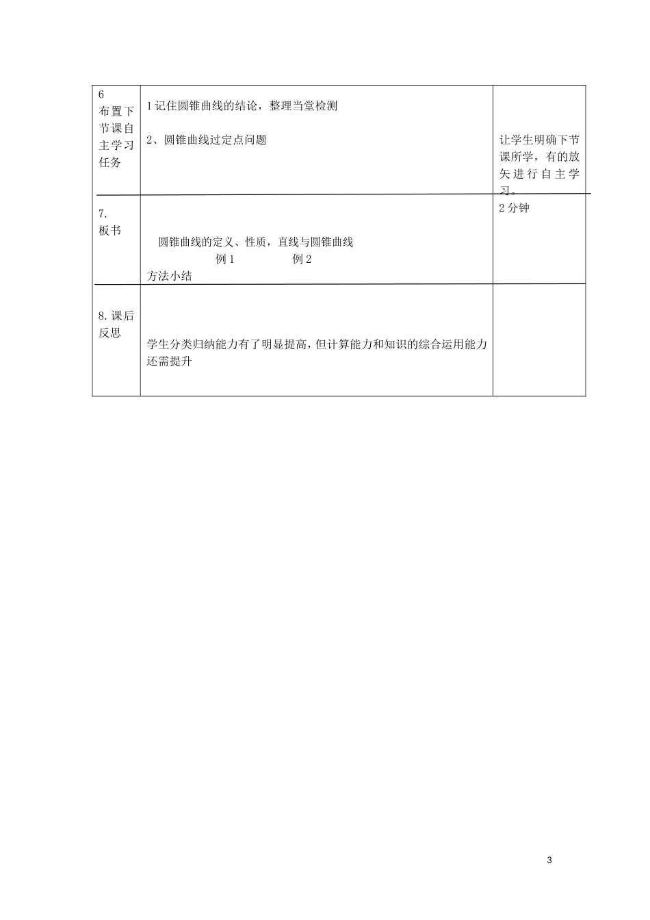 高中数学 第二章 圆锥曲线与方程 2.5 圆锥曲线的定义、性质直线与圆锥曲线（2）教案 新人教B版选修2-1-新人教B版高二选修2-1数学教案_第3页
