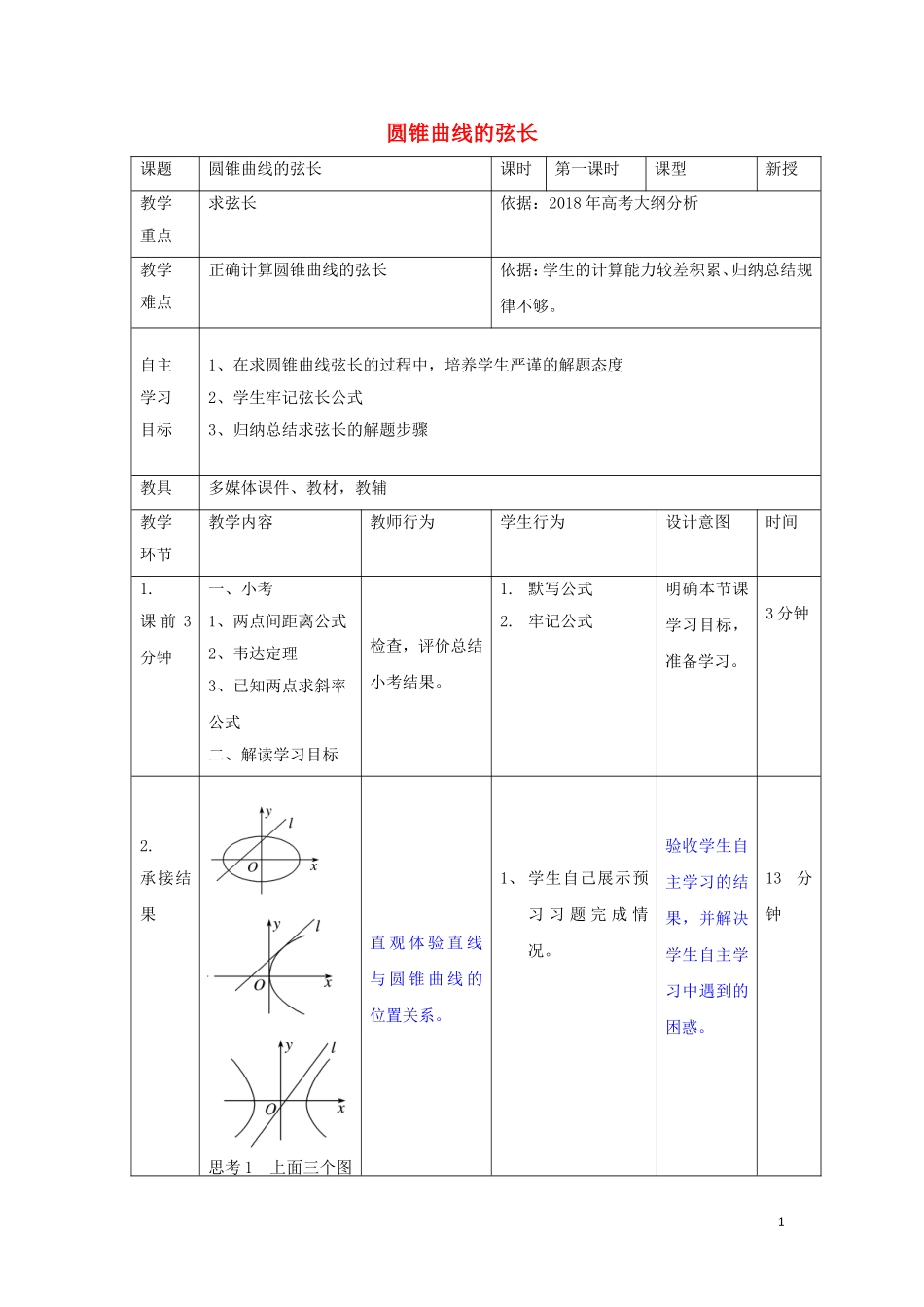 高中数学 第二章 圆锥曲线与方程 2.5 圆锥曲线求弦长教案 新人教B版选修2-1-新人教B版高二选修2-1数学教案_第1页