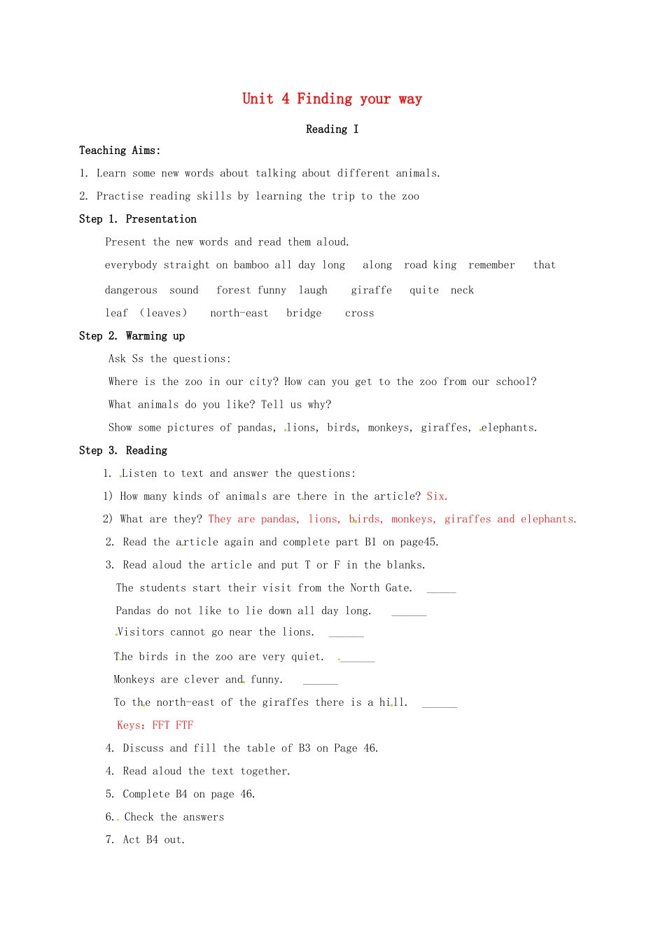 江苏省镇江市丹徒区七年级英语下册《Unit 4 Finding your way》教案（2）（新版）牛津版-（新版）牛津版初中七年级下册英语教案_第1页