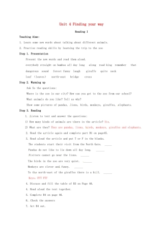 江苏省镇江市丹徒区七年级英语下册《Unit 4 Finding your way》教案（2）（新版）牛津版-（新版）牛津版初中七年级下册英语教案