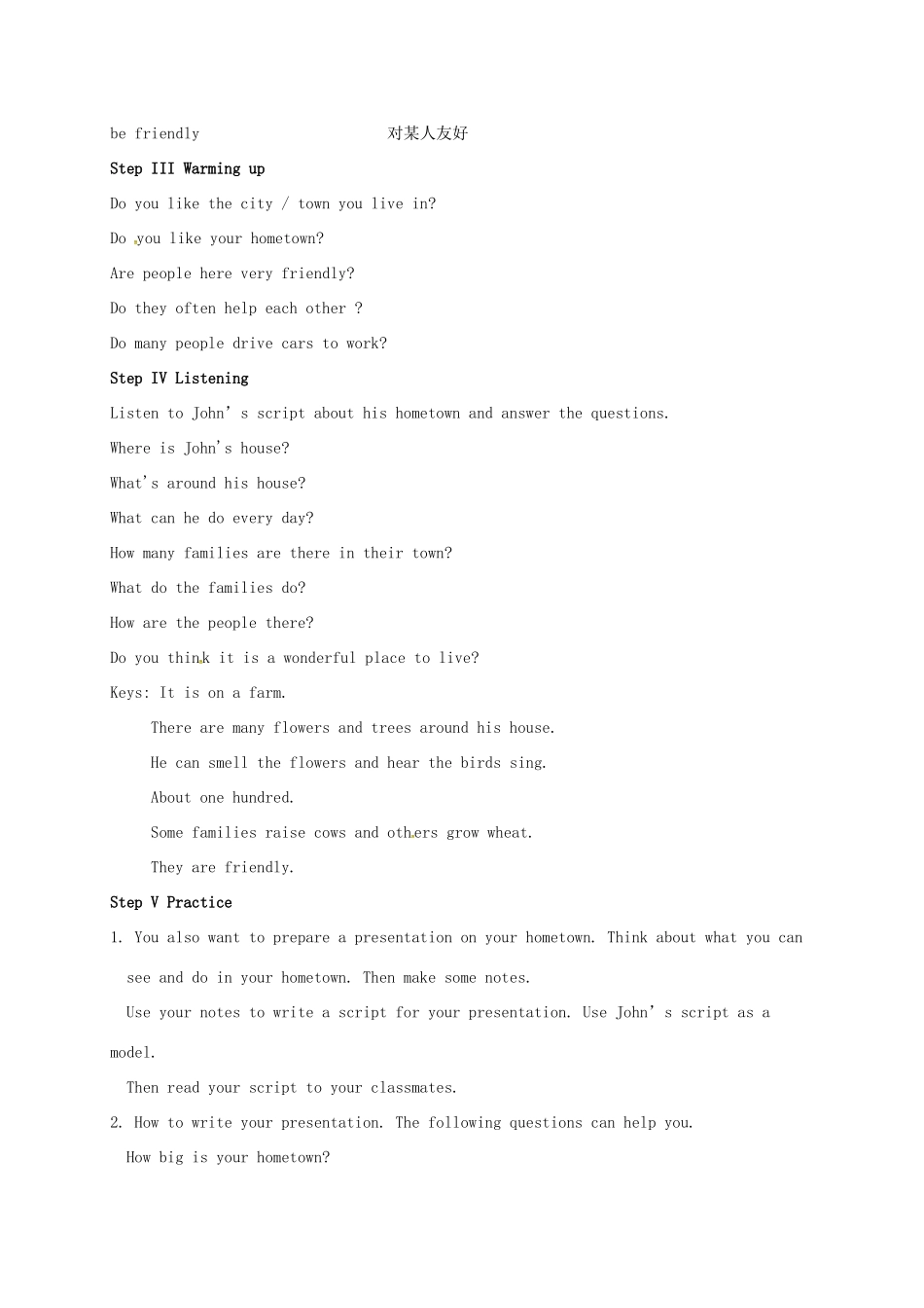 江苏省镇江市丹徒区七年级英语下册《Unit 3 Welcome to Sunshine Town》教案（7）（新版）牛津版-（新版）牛津版初中七年级下册英语教案_第2页