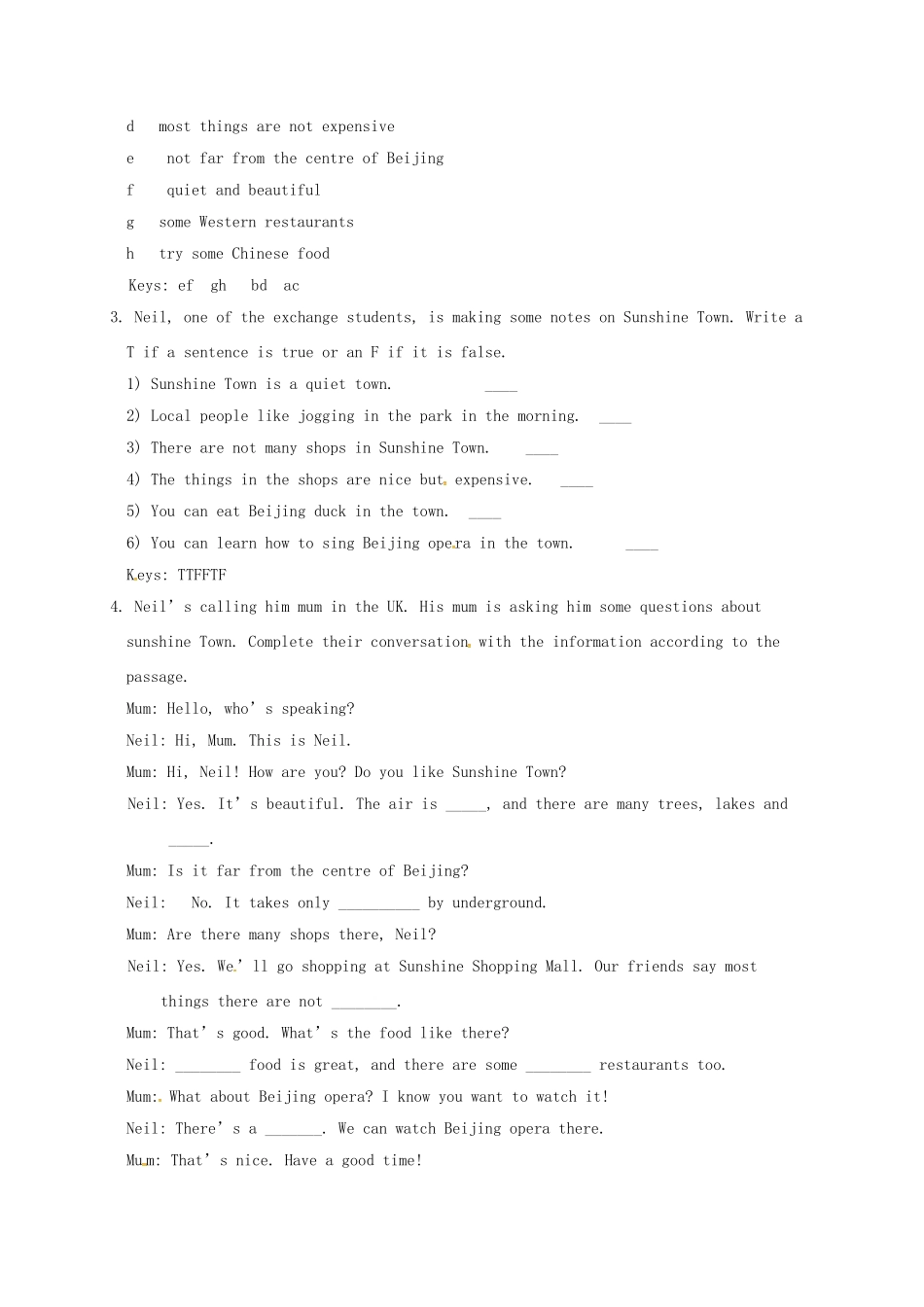 江苏省镇江市丹徒区七年级英语下册《Unit 3 Welcome to Sunshine Town》教案（2）（新版）牛津版-（新版）牛津版初中七年级下册英语教案_第3页