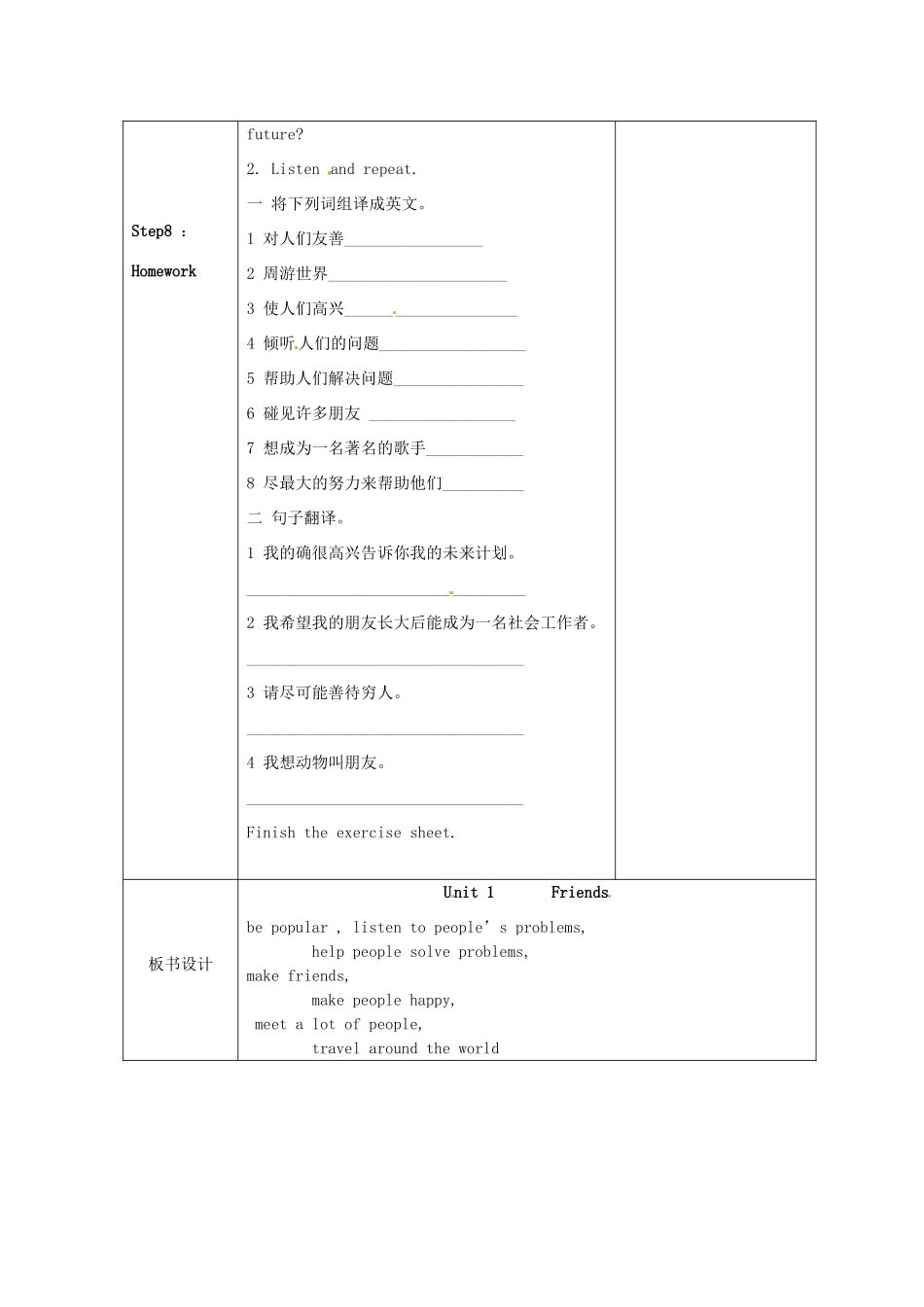 江苏省连云港灌云县龙苴中学八年级英语上册 Unit 1 Friends-Integrated skills教案 牛津版_第3页