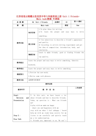 江苏省连云港灌云县龙苴中学八年级英语上册 Unit 1 Friends-Main task教案 牛津版