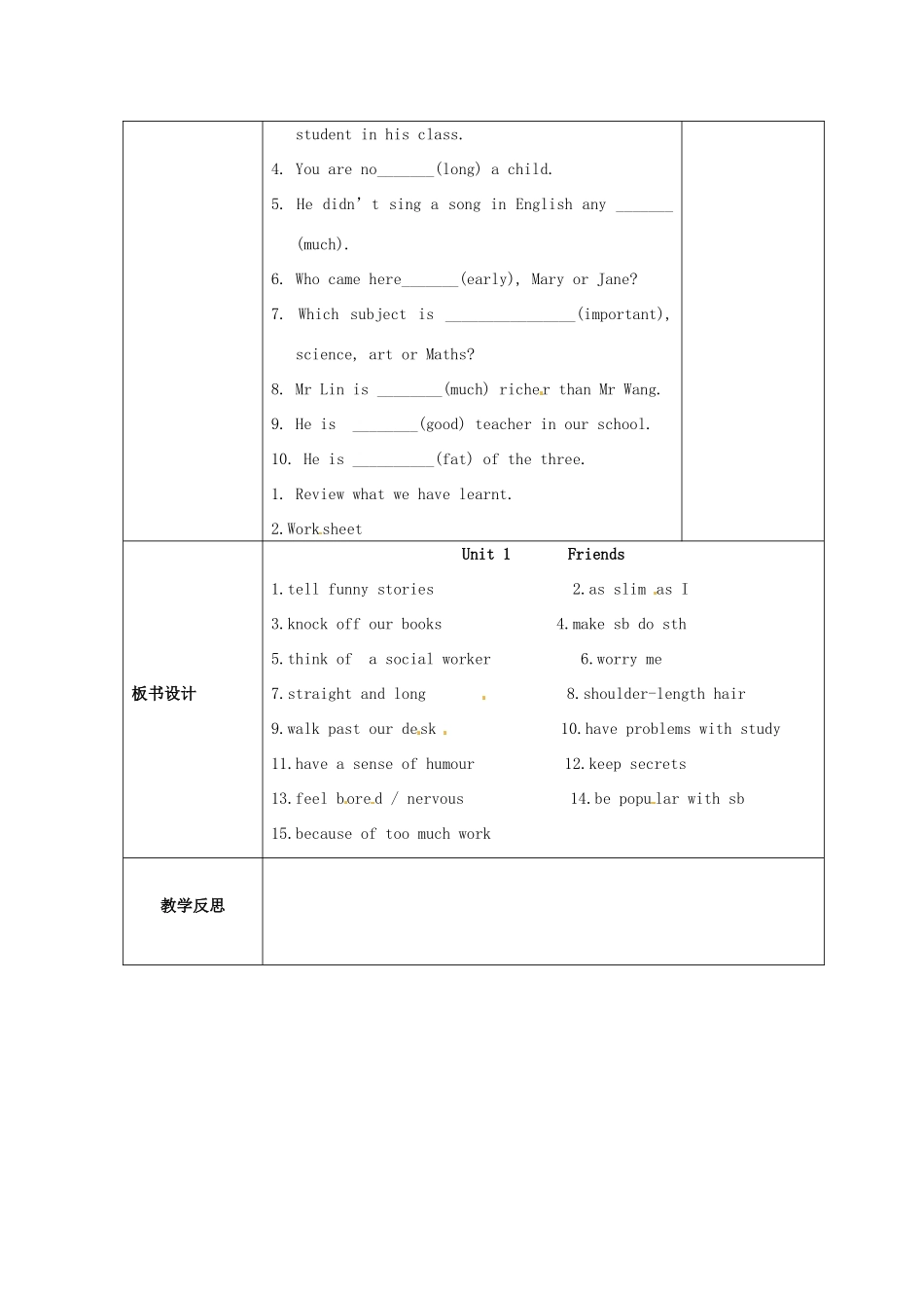 江苏省连云港灌云县龙苴中学八年级英语上册 Unit 1 Friends-Checkout教案 牛津版_第3页