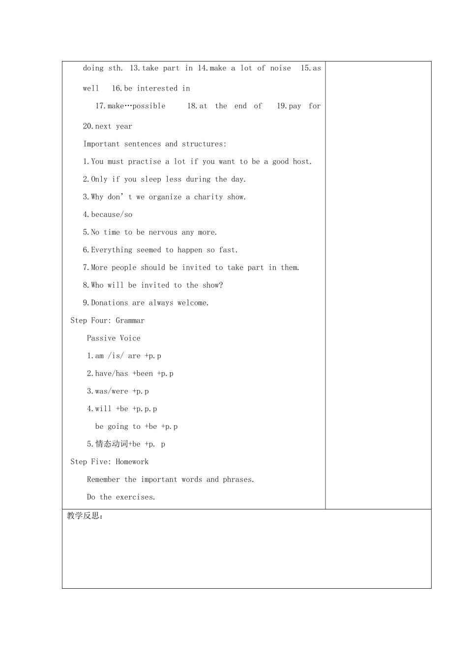 江苏省连云港市灌南县实验中学八年级英语下册 Unit4《A charity show》建议案 人教新目标版_第3页