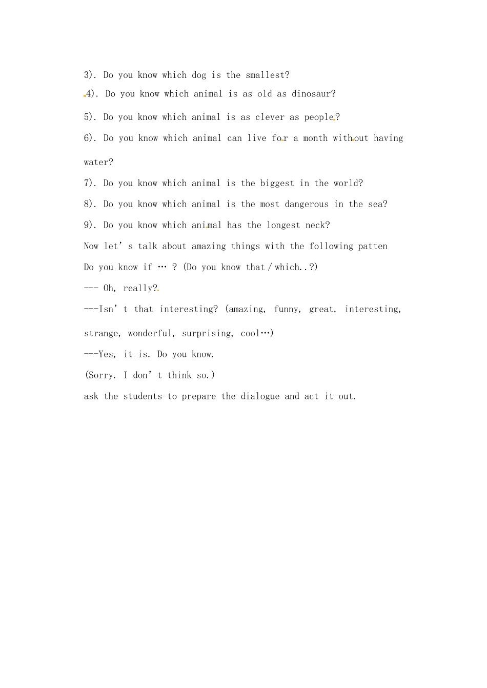 江苏省连云港市灌南县实验中学七年级英语下册《Unit 5 Comic Strip&Welcome to the Unit》教案 人教新目标版_第3页