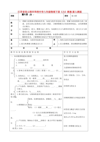 江苏省连云港市岗埠中学八年级物理下册《力》教案 新人教版