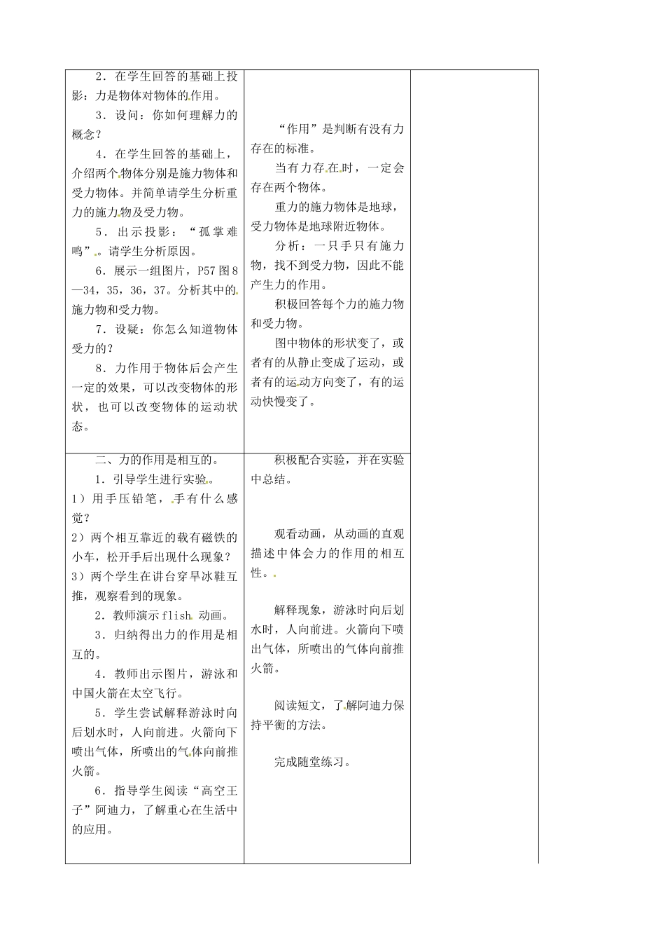 江苏省连云港市岗埠中学八年级物理下册《力的作用是相互的》教案 新人教版_第2页