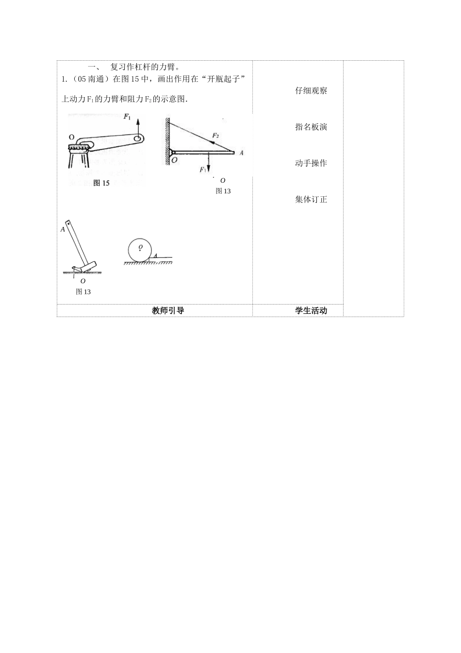 江苏省连云港市岗埠中学九年级物理上册 简单机械复习教案1 苏科版_第2页