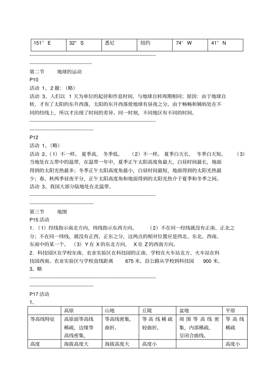 2012017学年七年级上册地理教材活动题答案_第2页