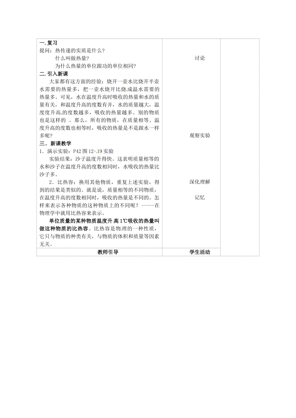 江苏省连云港市岗埠中学九年级物理上册 比热容教案1 苏科版_第2页