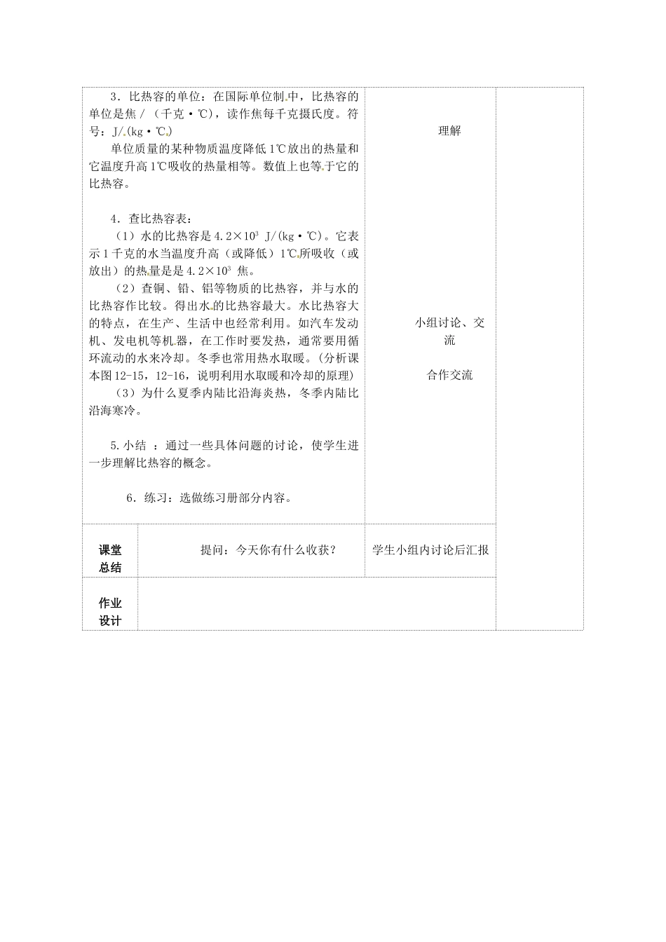 江苏省连云港市岗埠中学九年级物理上册 比热容教案1 苏科版_第3页