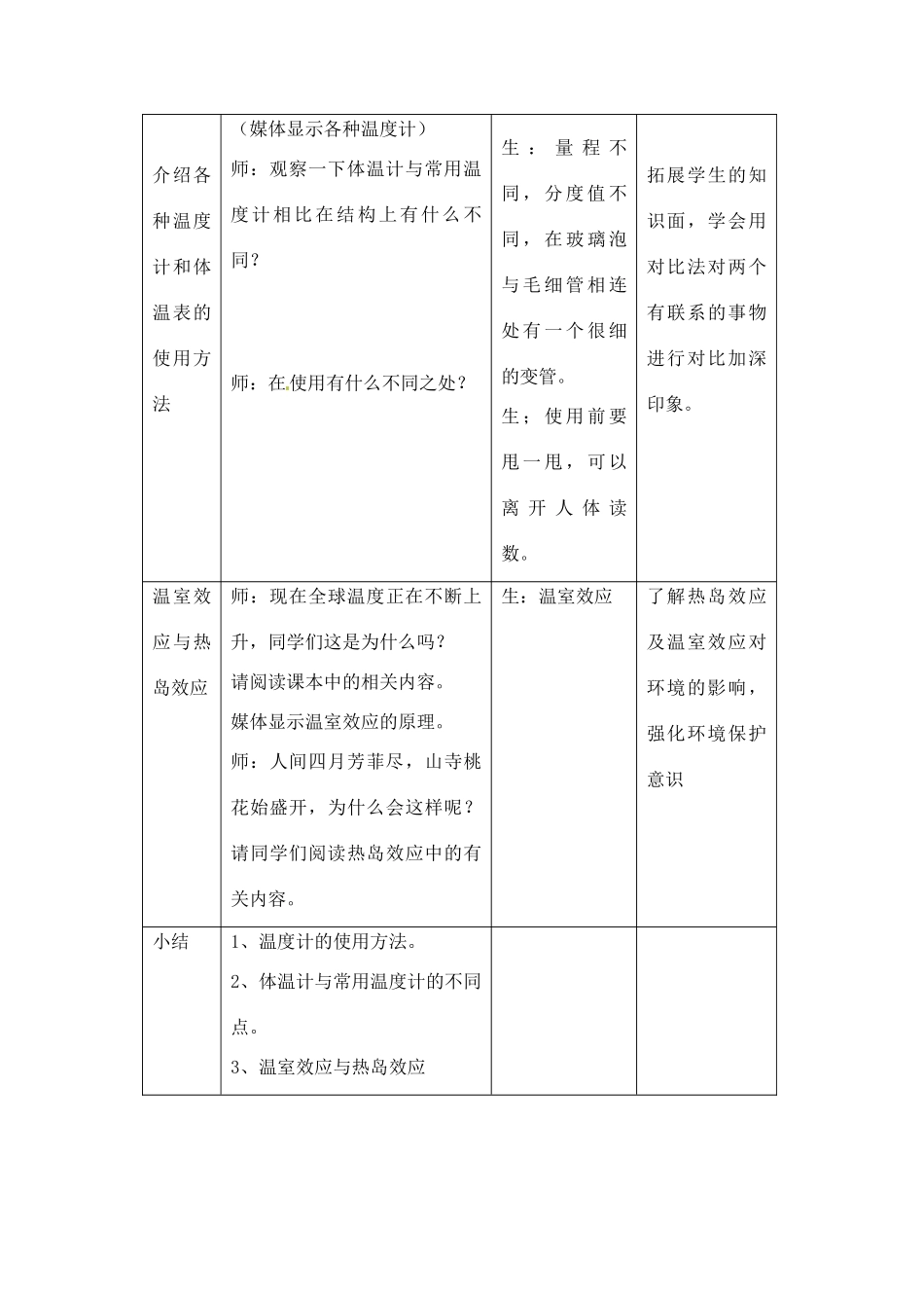 江苏省赣榆县汇文双语学校八年级物理上册《2.1物质的三态 温度的测量（2）》教案_第3页