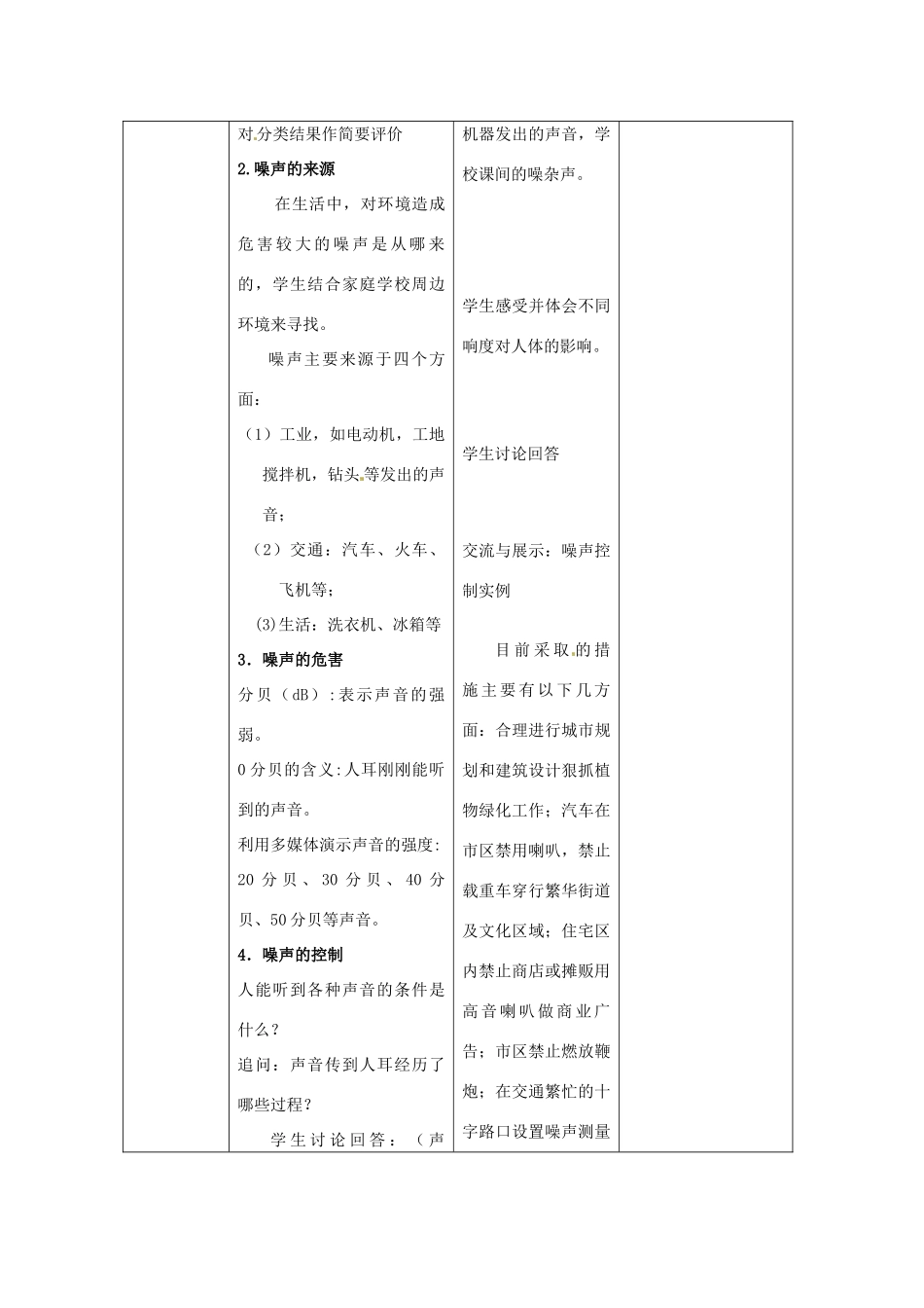 江苏省赣榆县汇文双语学校八年级物理上册《1.3令人厌烦的噪声》教案_第3页