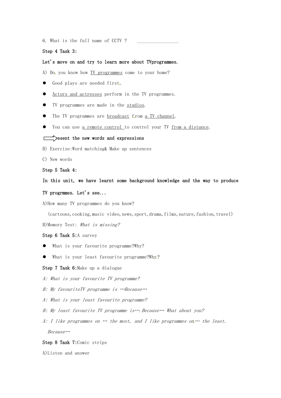 江苏省苏州市蓝缨学校九年级英语上册《Unit4 TV programmes》教案 牛津版_第3页