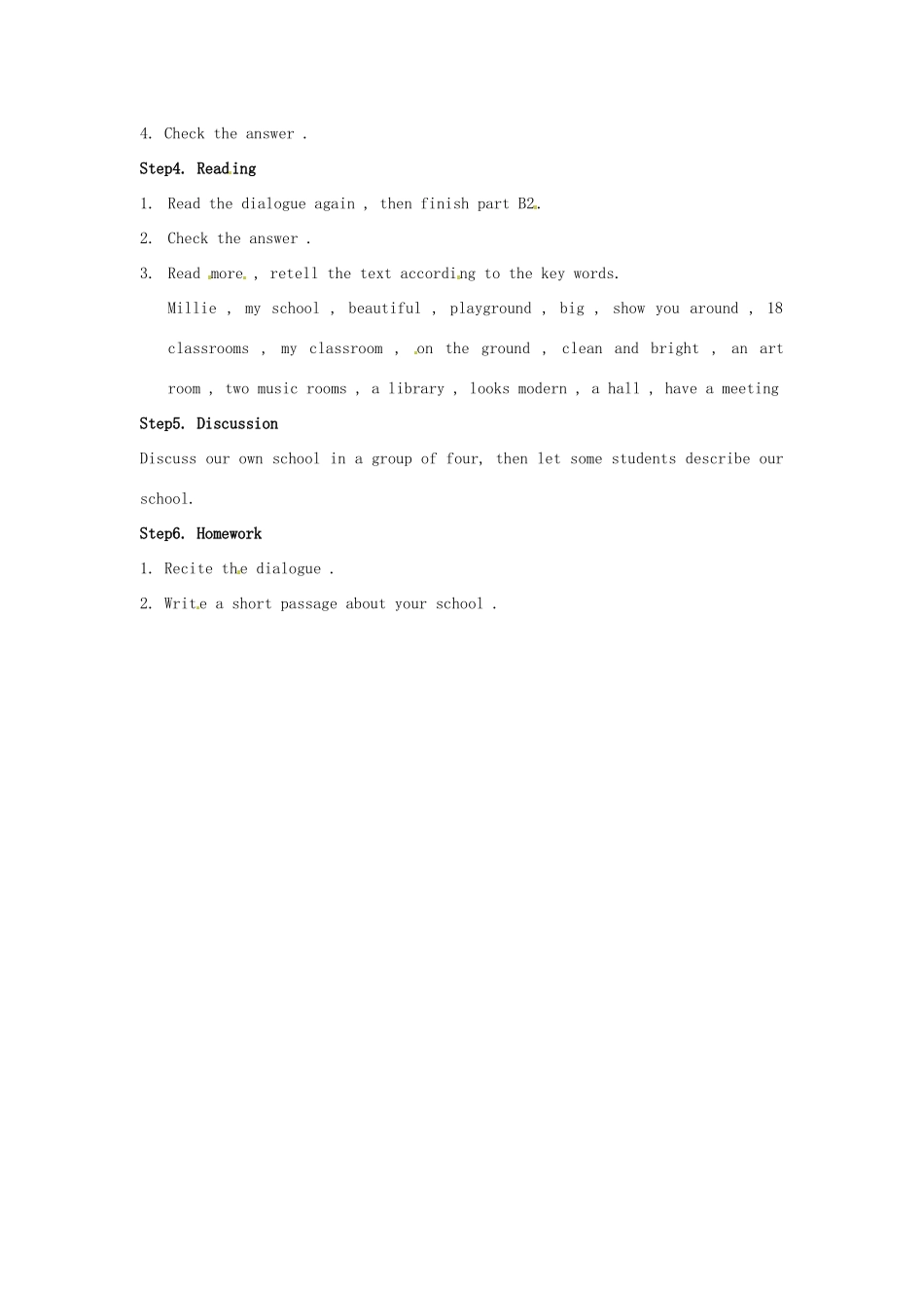 江苏省苏州市蓝缨学校七年级英语上册《Unit 3 Welcome to our school》Reading 教案（1） （新版）牛津版_第2页