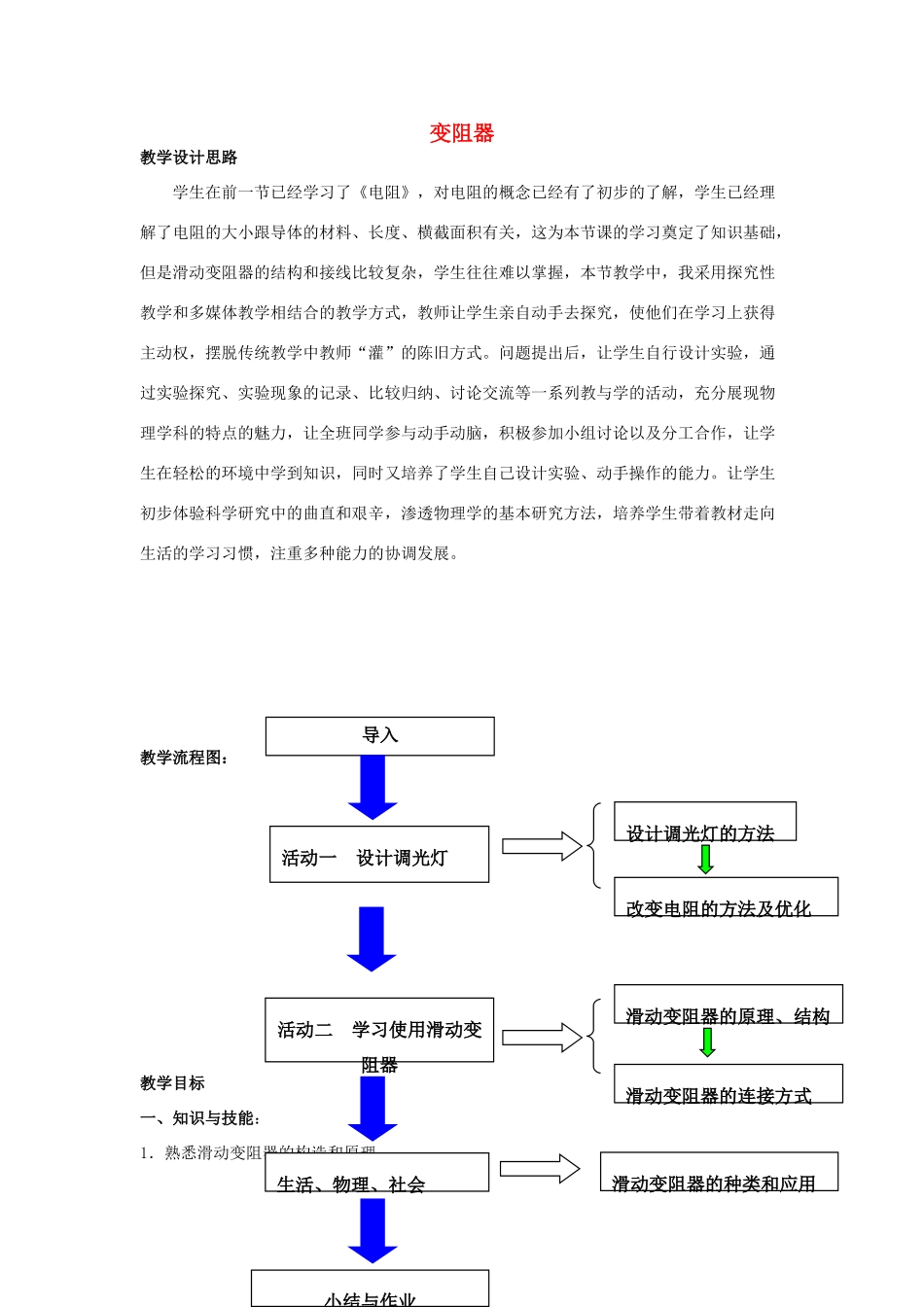 江苏省盱眙县第二中学九年级物理上册 14.2 变阻器教案 苏科版_第1页