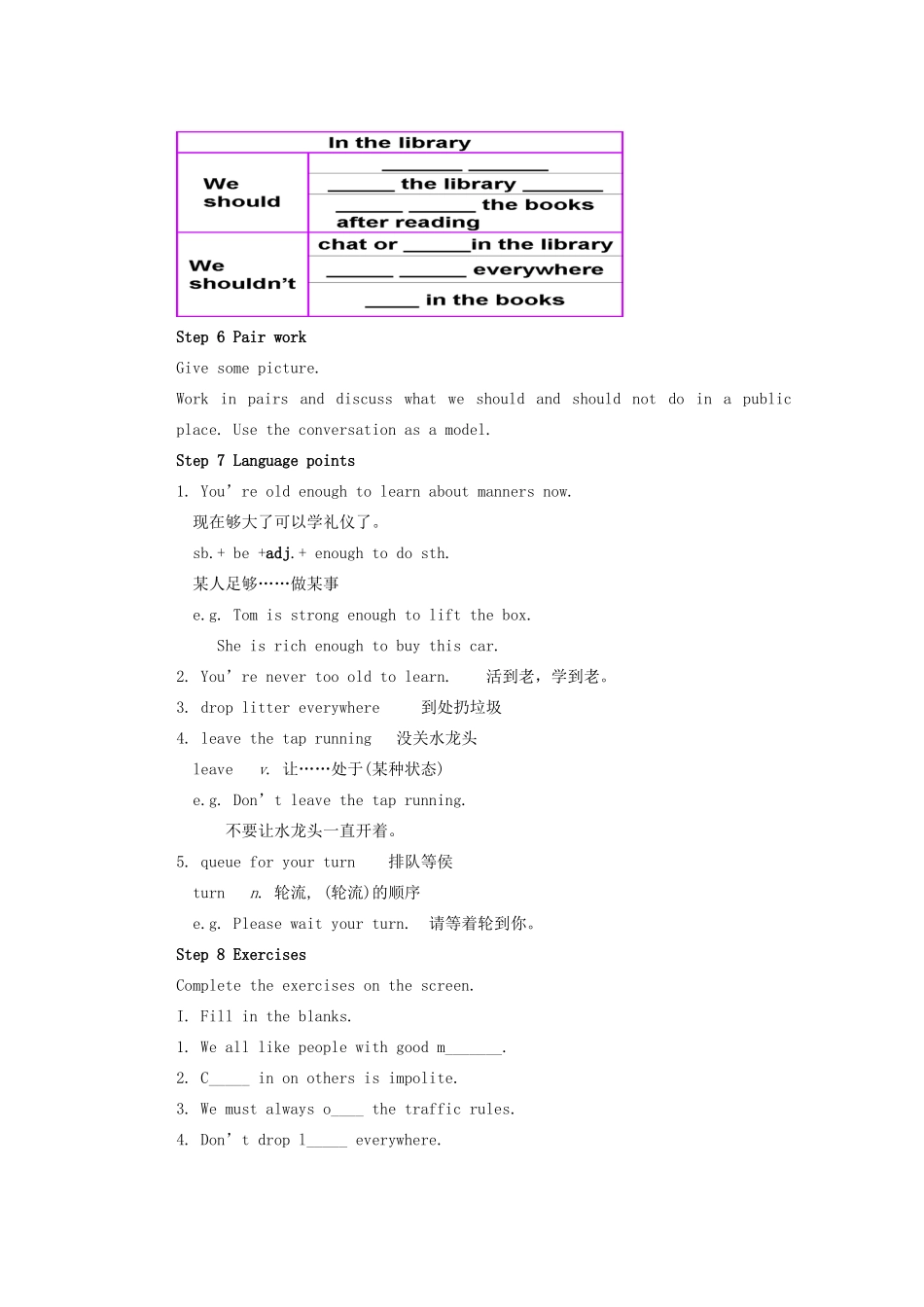 江苏省盐城市永丰初级中学八年级英语下册 Unit 5 Good manners教案 （新版）牛津版_第2页