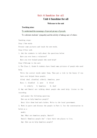 江苏省盐城市永丰初级中学八年级英语下册 Unit 6 Sunshine for all教案 （新版）牛津版