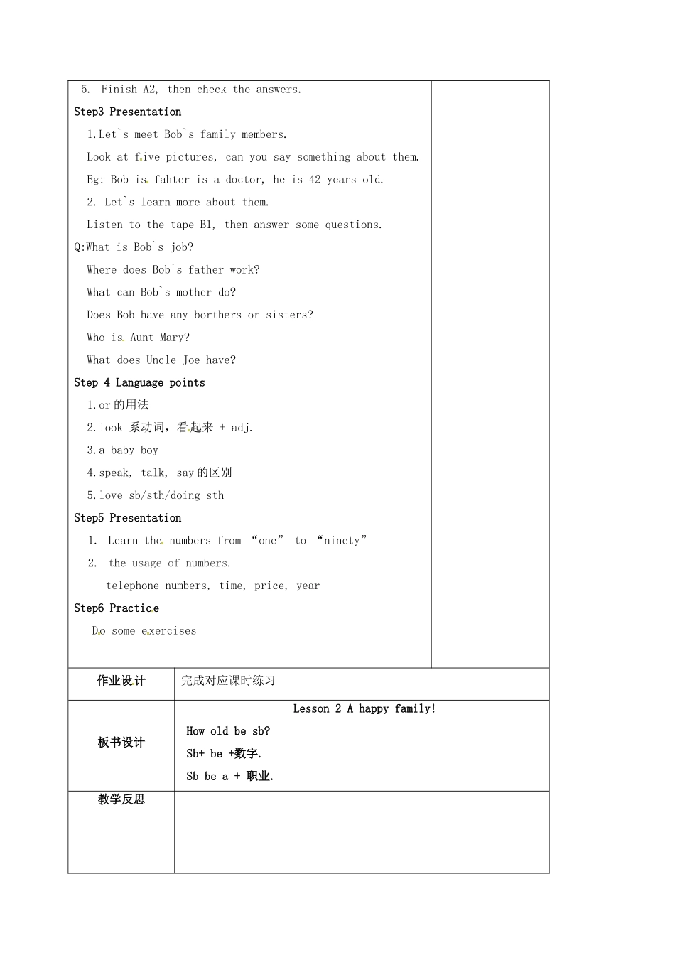 江苏省盐城市亭湖新区七年级英语上册 lesson 2 A happy family教案（1）（新版）牛津版-（新版）牛津版初中七年级上册英语教案_第2页