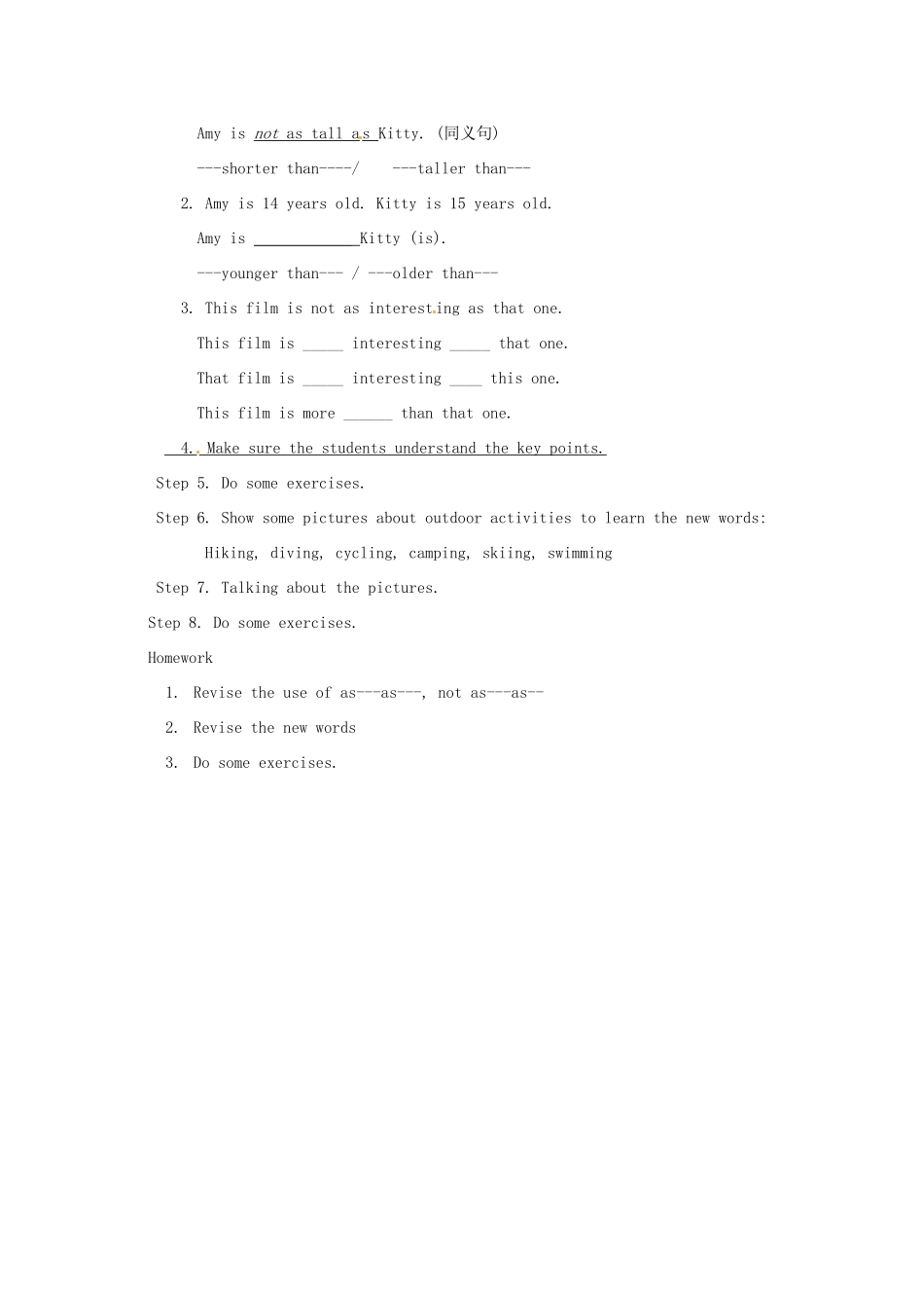 江苏省灌南县八年级英语上册 Unit1 Grammar 2教案_第2页