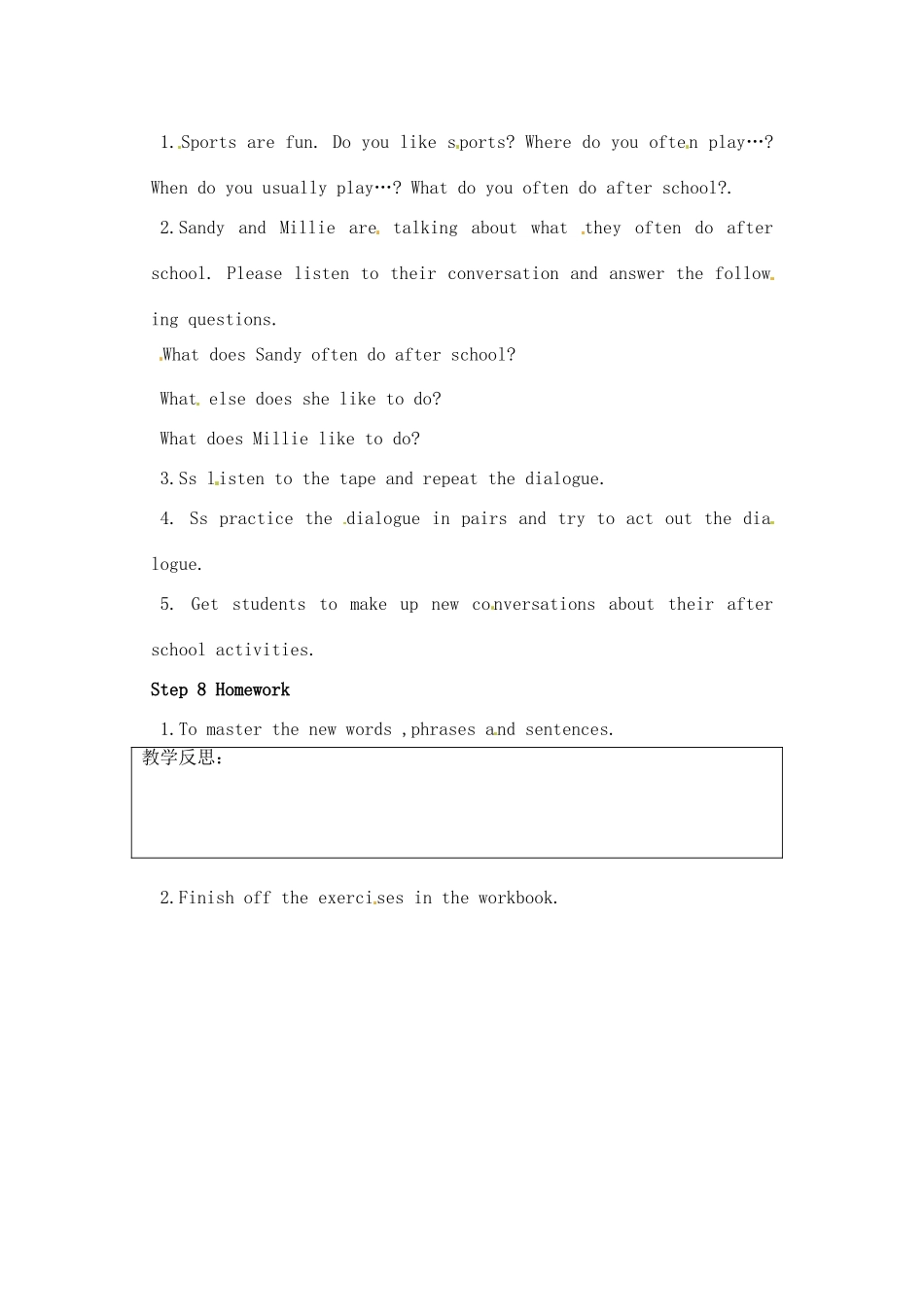 江苏省灌南县七年级英语上册《Unit2 Integrated skills》教案_第3页
