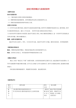 高中数学 第三章《直线与方程》直线方程的概念与直线的斜率教案 新人教版必修2-新人教版高一必修2数学教案