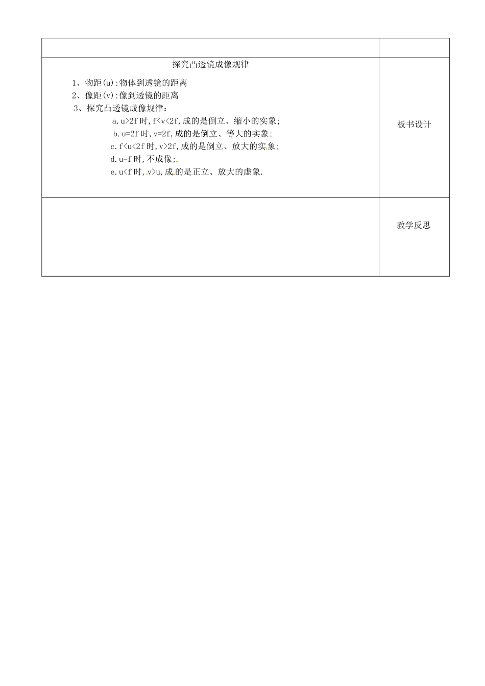 江苏省淮安市金湖县吕良中学八年级物理上册 第四章 第三节 探究凸透镜成像的规律教案3 苏科版_第3页