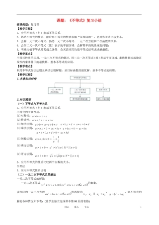 高中数学 第三章《不等式》复习小结教案 新人教版必修5