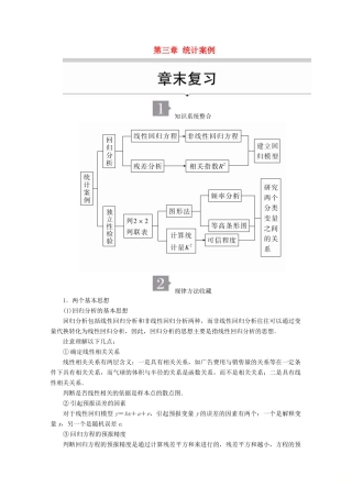 高中数学 第三章 统计案例章末复习讲义 新人教A版选修2-3-新人教A版高二选修2-3数学教案