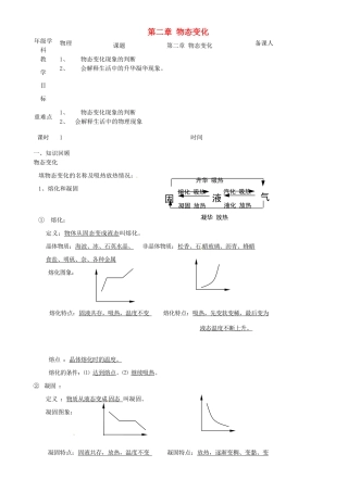 江苏省淮安市金湖县吕良中学八年级物理上册 第二章 物态变化复习教案 苏科版
